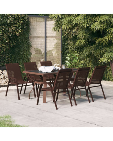 Ensemble à manger de jardin 7 pcs Marron et noir | Mobilier & Déco