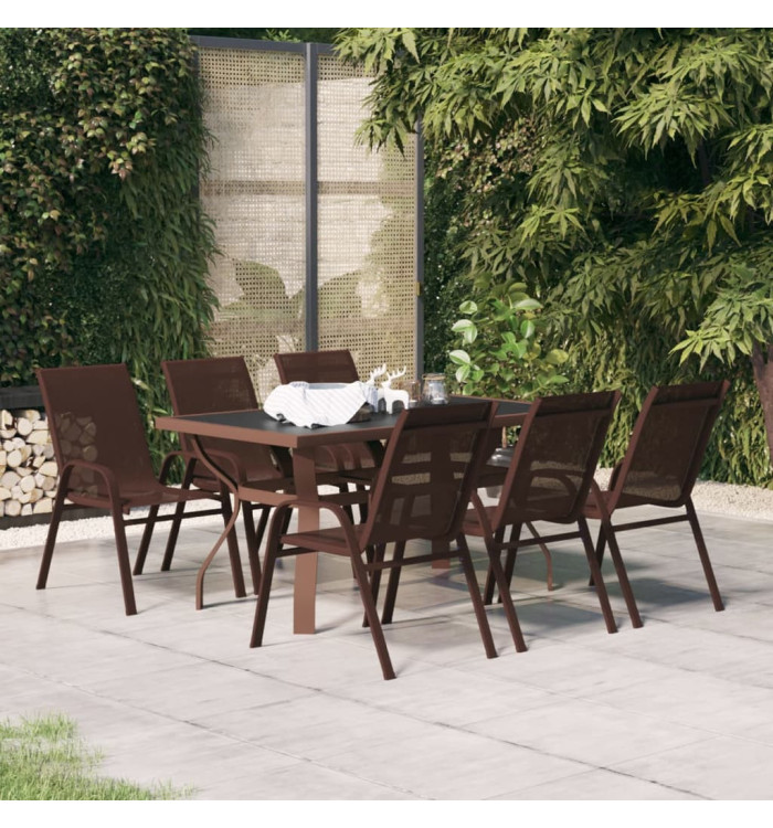 Ensemble à manger de jardin 7 pcs Marron et noir | Mobilier & Déco