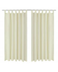 2 pcs Rideau à Passant Micro Satin Crème 140 x 225 cm | Mobilier & Déco