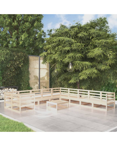 Salon de jardin 11 pcs bois de pin massif | Mobilier & Déco