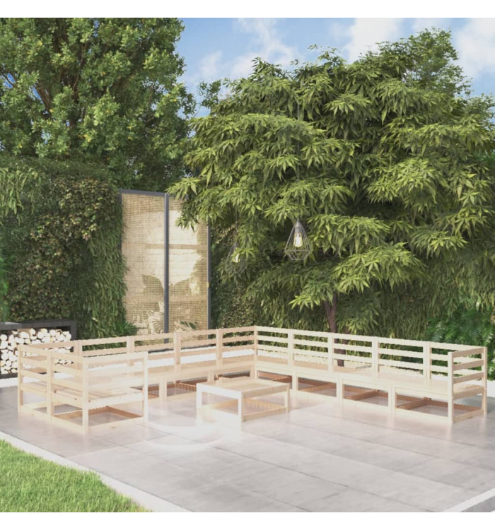 Salon de jardin 11 pcs bois de pin massif | Mobilier & Déco
