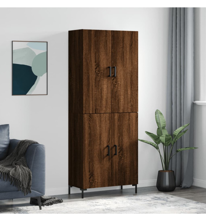 Buffet haut Chêne marron 69,5x34x180 cm Bois d'ingénierie | Mobilier & Déco