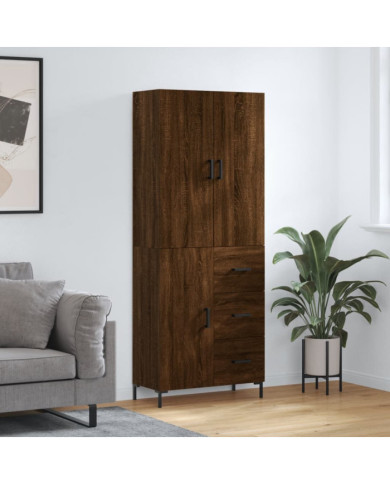 Buffet haut Chêne marron 69,5x34x180 cm Bois d'ingénierie | Mobilier & Déco