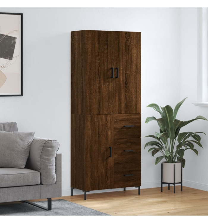 Buffet haut Chêne marron 69,5x34x180 cm Bois d'ingénierie | Mobilier & Déco