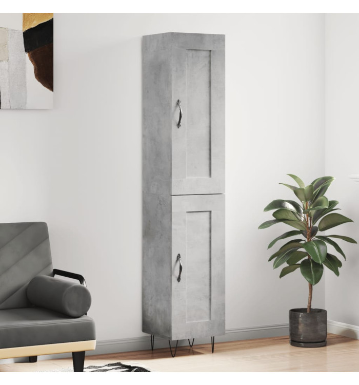 Buffet haut Gris béton 34,5x34x180 cm Bois d'ingénierie | Mobilier & Déco