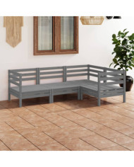 Salon de jardin 4 pcs Bois de pin massif Gris | Mobilier & Déco
