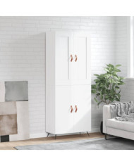 Buffet haut Blanc brillant 69,5x34x180 cm Bois d'ingénierie | Mobilier & Déco