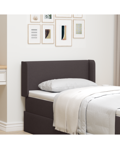 Oreilles de tête de lit 2 pcs Carré Tissu Marron Foncé | Mobilier & Déco