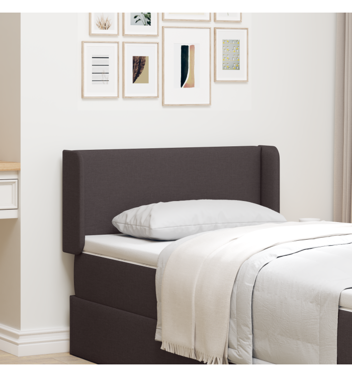 Oreilles de tête de lit 2 pcs Carré Tissu Marron Foncé | Mobilier & Déco