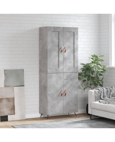 Buffet haut Gris béton 69,5x34x180 cm Bois d'ingénierie | Mobilier & Déco