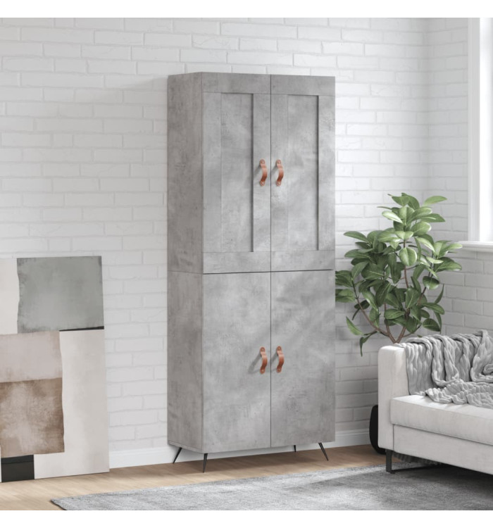 Buffet haut Gris béton 69,5x34x180 cm Bois d'ingénierie | Mobilier & Déco