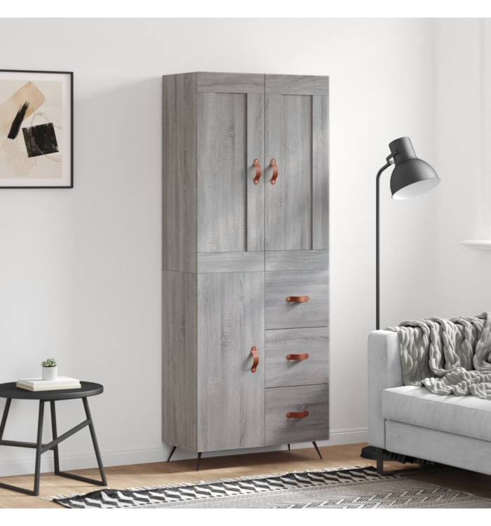 Buffet haut Sonoma gris 69,5x34x180 cm Bois d'ingénierie | Mobilier & Déco
