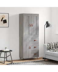 Buffet haut Sonoma gris 69,5x34x180 cm Bois d'ingénierie | Mobilier & Déco