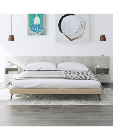 Tête de lit avec armoires Gris béton Bois d'ingénierie | Mobilier & Déco
