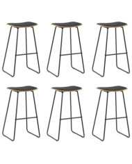 Tabourets de bar lot de 6 noir similicuir | Mobilier & Déco