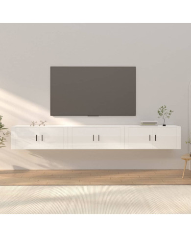 Meubles TV muraux 3 pcs blanc brillant 100x34,5x40 cm | Mobilier & Déco