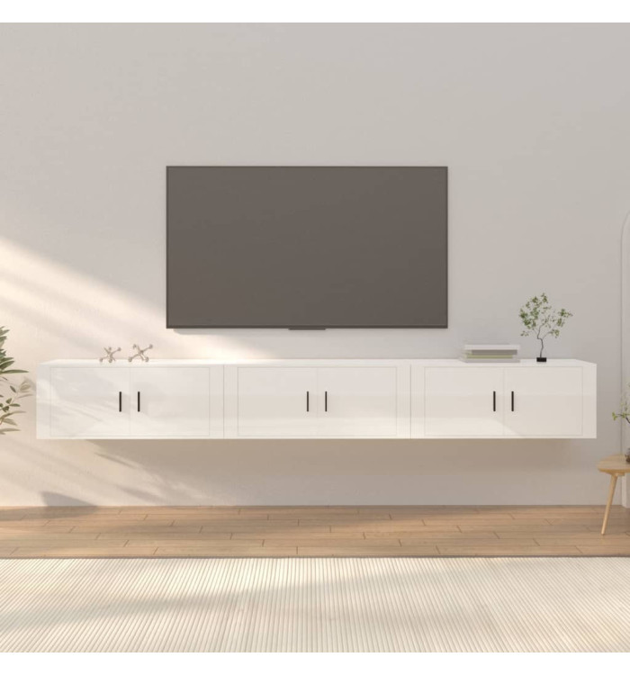 Meubles TV muraux 3 pcs blanc brillant 100x34,5x40 cm | Mobilier & Déco