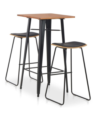 Mobilier de bar 3 pcs Acier Noir | Mobilier & Déco