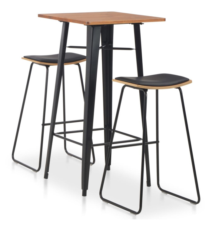 Mobilier de bar 3 pcs Acier Noir | Mobilier & Déco