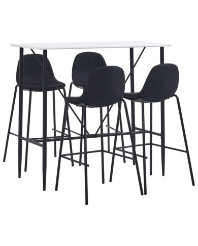 Ensemble de bar 5 pcs Tissu Noir | Mobilier & Déco