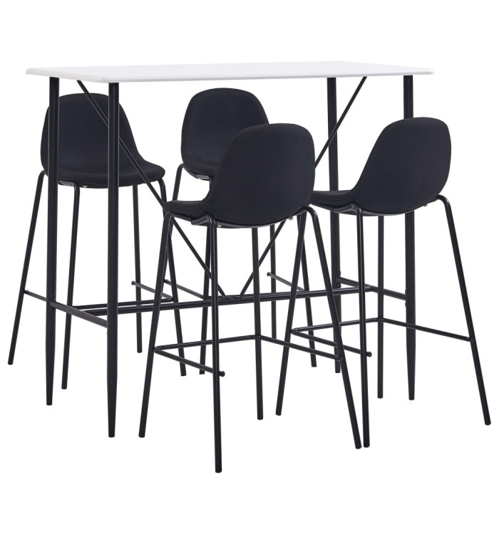 Ensemble de bar 5 pcs Tissu Noir | Mobilier & Déco