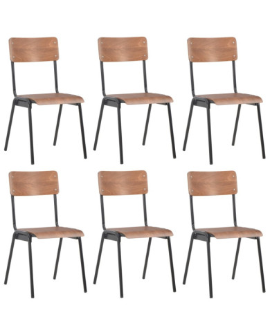 Chaises à manger lot de 6 marron Contreplaqué | Mobilier & Déco