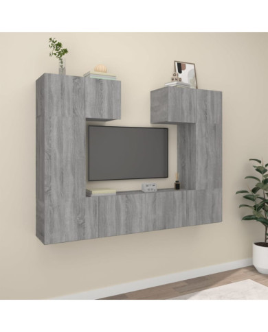 Ensemble de meubles TV 6 pcs Sonoma gris Bois d'ingénierie | Mobilier & Déco