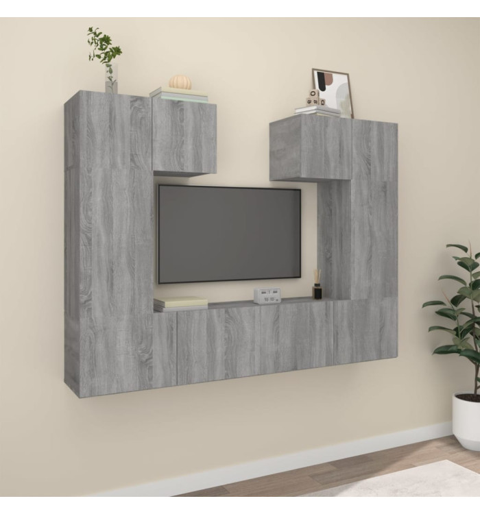 Ensemble de meubles TV 6 pcs Sonoma gris Bois d'ingénierie | Mobilier & Déco