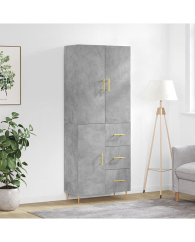 Buffet haut Gris béton 69,5x34x180 cm Bois d'ingénierie | Mobilier & Déco