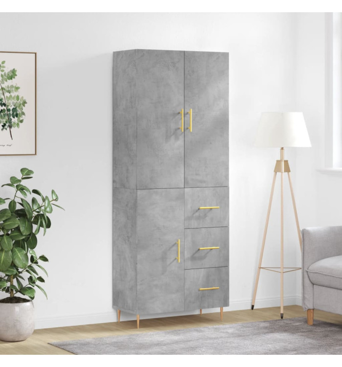 Buffet haut Gris béton 69,5x34x180 cm Bois d'ingénierie | Mobilier & Déco