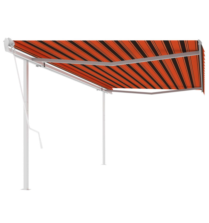 Auvent rétractable automatique et poteaux 5x3m Orange et marron | Mobilier & Déco