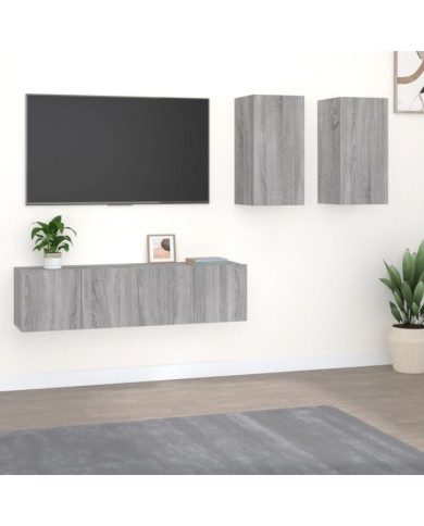 Ensemble de meubles TV 4 pcs Sonoma gris Bois d'ingénierie | Mobilier & Déco