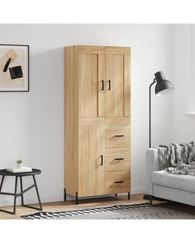 Buffet haut Chêne sonoma 69,5x34x180 cm Bois d'ingénierie | Mobilier & Déco