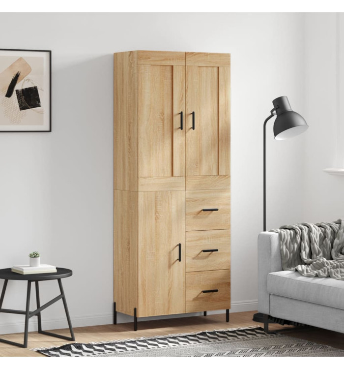 Buffet haut Chêne sonoma 69,5x34x180 cm Bois d'ingénierie | Mobilier & Déco