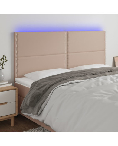 Tête de lit à LED Cappuccino 160x5x118/128 cm Similicuir | Mobilier & Déco