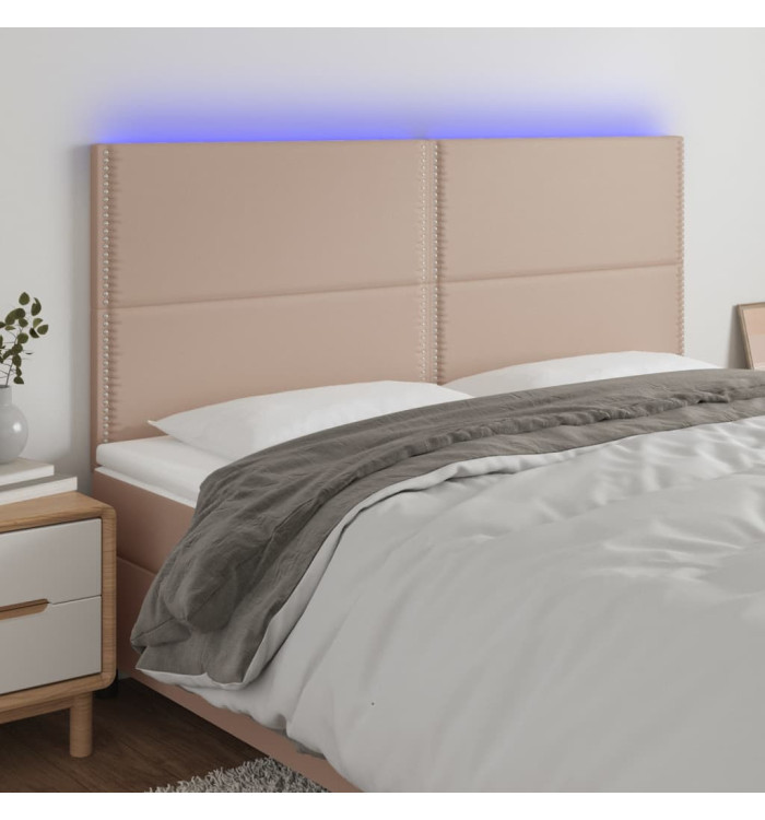 Tête de lit à LED Cappuccino 160x5x118/128 cm Similicuir | Mobilier & Déco