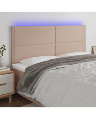 Tête de lit à LED Cappuccino 160x5x118/128 cm Similicuir | Mobilier & Déco