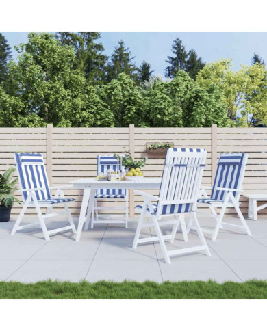 Coussins de chaise à dossier haut lot de 4 rayures bleu/blanc | Mobilier & Déco