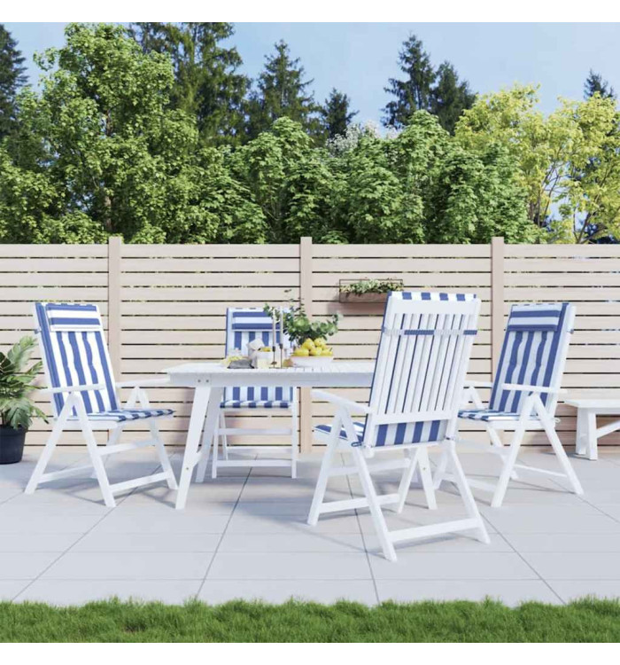 Coussins de chaise à dossier haut lot de 4 rayures bleu/blanc | Mobilier & Déco