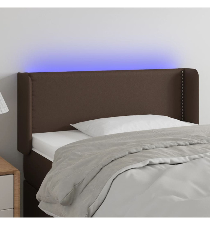 Tête de lit à LED Marron 93x16x78/88 cm Similicuir | Mobilier & Déco