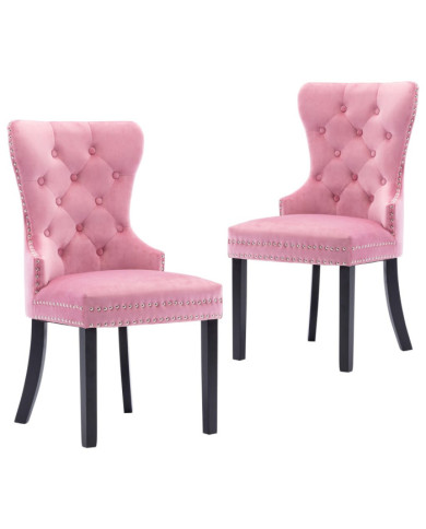 Chaises à manger lot de 2 rose velours | Mobilier & Déco