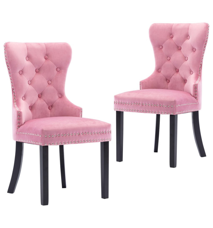 Chaises à manger lot de 2 rose velours | Mobilier & Déco