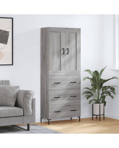 Buffet haut Sonoma gris 69,5x34x180 cm Bois d'ingénierie | Mobilier & Déco