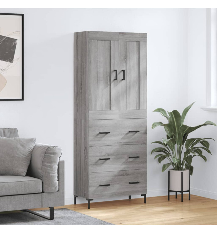Buffet haut Sonoma gris 69,5x34x180 cm Bois d'ingénierie | Mobilier & Déco