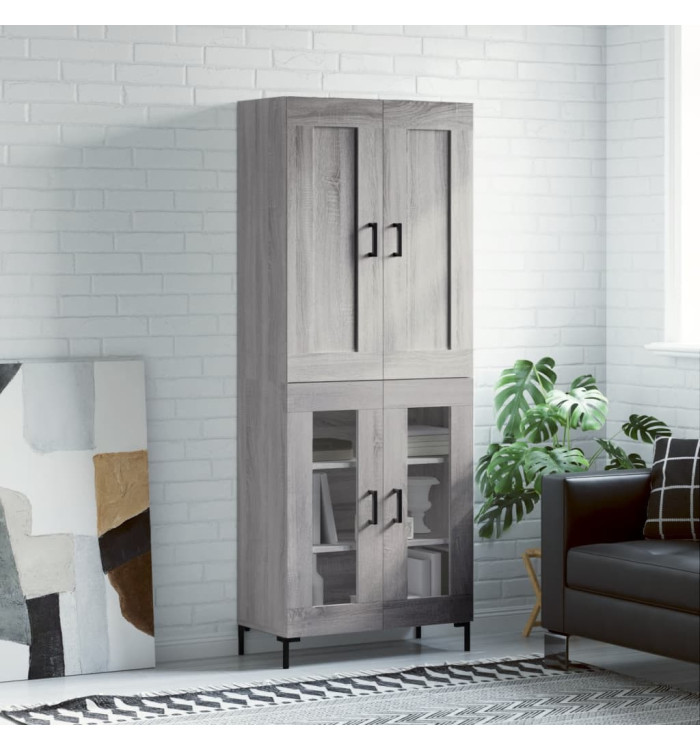 Buffet haut Sonoma gris 69,5x34x180 cm Bois d'ingénierie | Mobilier & Déco