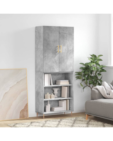 Buffet haut Gris béton 69,5x34x180 cm Bois d'ingénierie | Mobilier & Déco