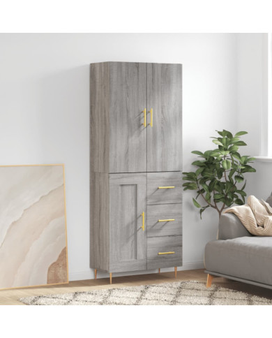 Buffet haut Sonoma gris 69,5x34x180 cm Bois d'ingénierie | Mobilier & Déco