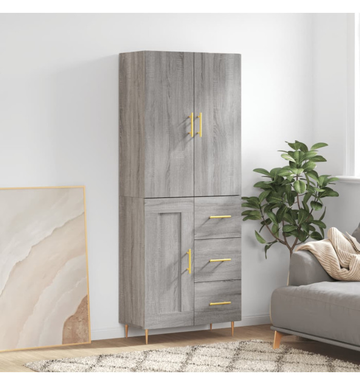 Buffet haut Sonoma gris 69,5x34x180 cm Bois d'ingénierie | Mobilier & Déco