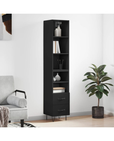 Buffet haut Noir 34,5x34x180 cm Bois d'ingénierie | Mobilier & Déco