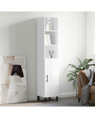 Buffet haut Blanc brillant 34,5x34x180 cm Bois d'ingénierie | Mobilier & Déco
